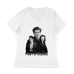 Monochrome Multi-Pose Hary-Styls T-Shirt for Classic Style Fans Women Jersey V-Neck