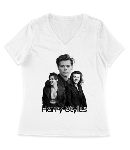 Monochrome Multi-Pose Hary-Styls T-Shirt for Classic Style Fans Women Jersey V-Neck