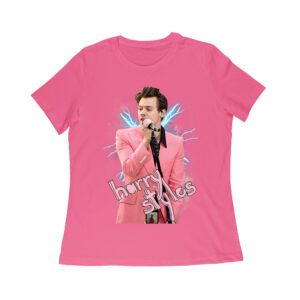 Pink Suit Performance Hary-Styls T-Shirt with Microphone Graphic Women Relaxed