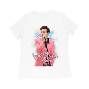 Pink Suit Performance Hary-Styls T-Shirt with Microphone Graphic Women Relaxed