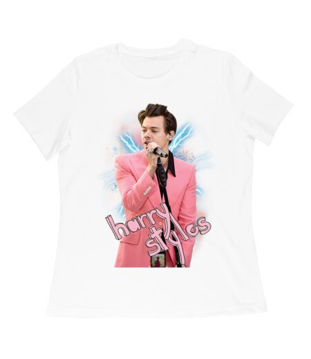 Pink Suit Performance Hary-Styls T-Shirt with Microphone Graphic Women Relaxed