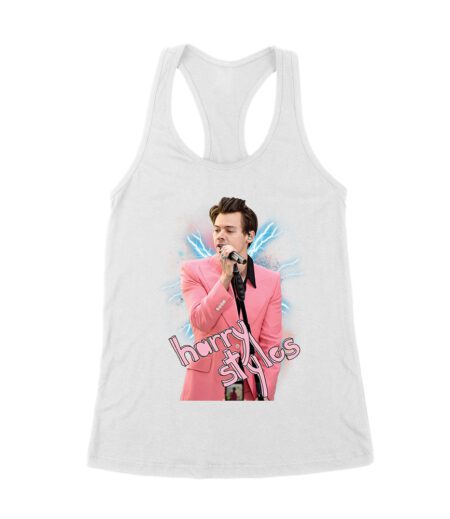 Pink Suit Performance Hary-Styls T-Shirt with Microphone Graphic Women's Racerback Tank Top