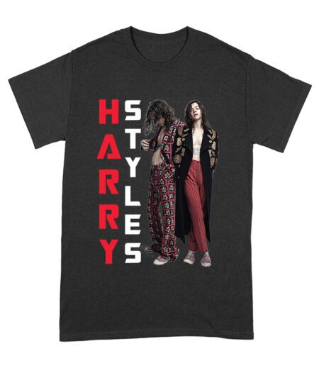 Vertical Text Red-Black Hary-Styls T-Shirt with Stylish Pose Unisex Adult – Viva Party
