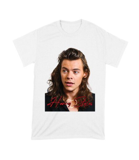 Close-Up Face Hary-Styls Fan Art Tee with Signature Script Font Unisex Toddler
