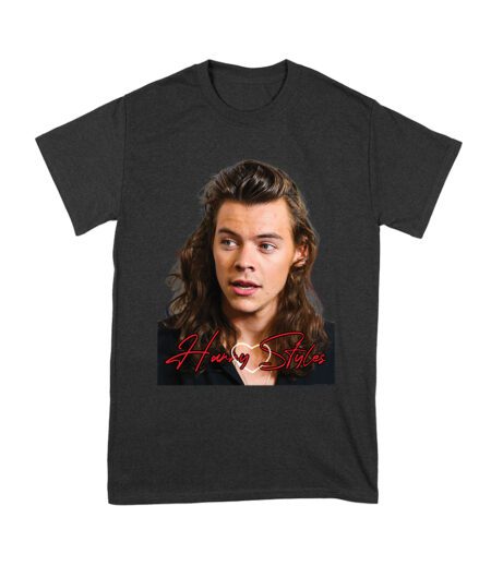 Close-Up Face Hary-Styls Fan Art Tee with Signature Script Font Unisex Youth – Viva Party