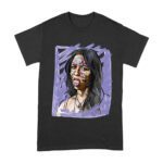 Edgy Olivia Rodrigo T-Shirt with Purple Sketch and Sticker Face Details Unisex Adult – Viva Party