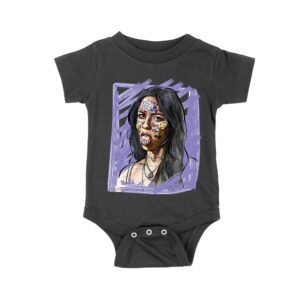 Edgy Olivia Rodrigo T-Shirt with Purple Sketch and Sticker Face Details Unisex Baby Jersey – Viva Party
