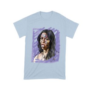 Edgy Olivia Rodrigo T-Shirt with Purple Sketch and Sticker Face Details Unisex Toddler