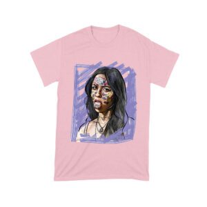 Edgy Olivia Rodrigo T-Shirt with Purple Sketch and Sticker Face Details Unisex Toddler