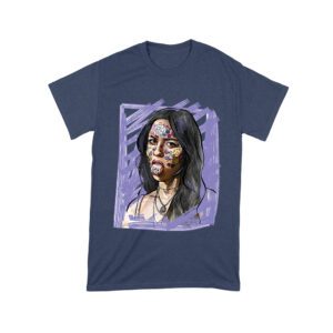 Edgy Olivia Rodrigo T-Shirt with Purple Sketch and Sticker Face Details Unisex Toddler