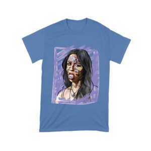 Edgy Olivia Rodrigo T-Shirt with Purple Sketch and Sticker Face Details Unisex Toddler