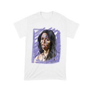 Edgy Olivia Rodrigo T-Shirt with Purple Sketch and Sticker Face Details Unisex Toddler