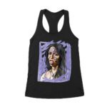 Edgy Olivia Rodrigo T-Shirt with Purple Sketch and Sticker Face Details Women's Racerback Tank Top – Viva Party