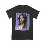 Edgy Olivia Rodrigo T-Shirt with Purple Sketch and Sticker Face Details Unisex Youth – Viva Party