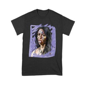 Edgy Olivia Rodrigo T-Shirt with Purple Sketch and Sticker Face Details Unisex Youth – Viva Party