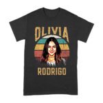 Retro Sunset Stripes Olivia Rodrigo Graphic Tee with Vintage Portrait Unisex Adult – Viva Party