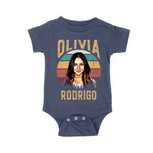 Retro Sunset Stripes Olivia Rodrigo Graphic Tee with Vintage Portrait Unisex Baby Jersey