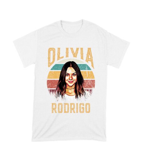 Retro Sunset Stripes Olivia Rodrigo Graphic Tee with Vintage Portrait Unisex Toddler
