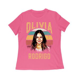 Retro Sunset Stripes Olivia Rodrigo Graphic Tee with Vintage Portrait Women Relaxed