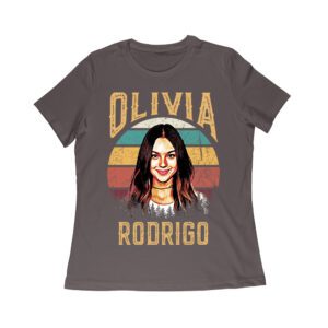 Retro Sunset Stripes Olivia Rodrigo Graphic Tee with Vintage Portrait Women Relaxed