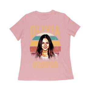 Retro Sunset Stripes Olivia Rodrigo Graphic Tee with Vintage Portrait Women Relaxed