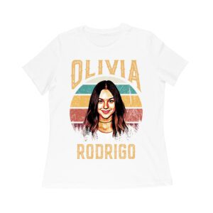 Retro Sunset Stripes Olivia Rodrigo Graphic Tee with Vintage Portrait Women Relaxed