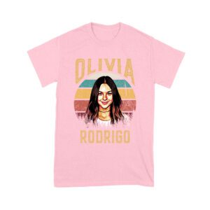 Retro Sunset Stripes Olivia Rodrigo Graphic Tee with Vintage Portrait Unisex Youth