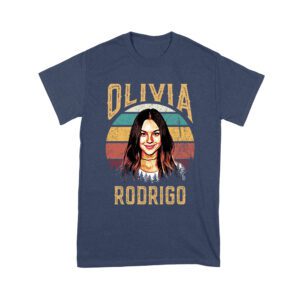 Retro Sunset Stripes Olivia Rodrigo Graphic Tee with Vintage Portrait Unisex Youth