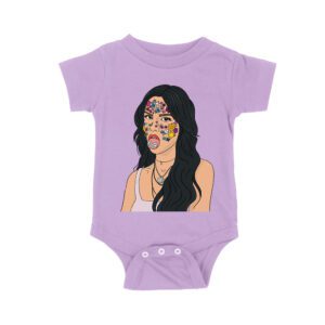 Olivia Rodrigo Cartoon Style T-Shirt with Face Stickers and Pop Expression Unisex Baby Jersey