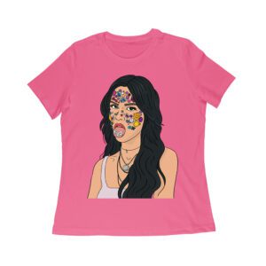 Olivia Rodrigo Cartoon Style T-Shirt with Face Stickers and Pop Expression Women Relaxed