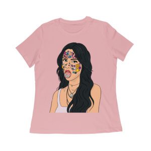 Olivia Rodrigo Cartoon Style T-Shirt with Face Stickers and Pop Expression Women Relaxed