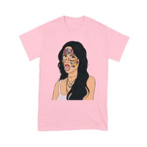 Olivia Rodrigo Cartoon Style T-Shirt with Face Stickers and Pop Expression Unisex Youth