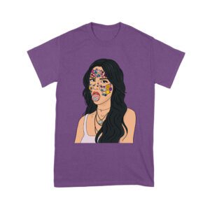 Olivia Rodrigo Cartoon Style T-Shirt with Face Stickers and Pop Expression Unisex Youth