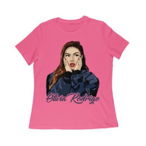 Shocked Expression Olivia Rodrigo T-Shirt with Bold Hoodie Look Women Relaxed