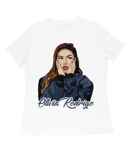 Shocked Expression Olivia Rodrigo T-Shirt with Bold Hoodie Look Women Relaxed