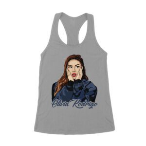Shocked Expression Olivia Rodrigo T-Shirt with Bold Hoodie Look Women's Racerback Tank Top