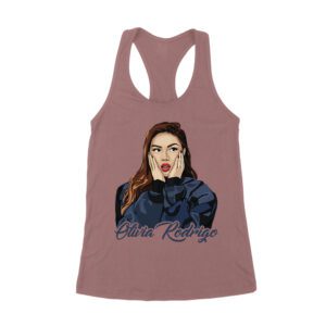 Shocked Expression Olivia Rodrigo T-Shirt with Bold Hoodie Look Women's Racerback Tank Top