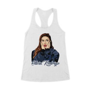 Shocked Expression Olivia Rodrigo T-Shirt with Bold Hoodie Look Women's Racerback Tank Top