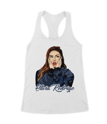 Shocked Expression Olivia Rodrigo T-Shirt with Bold Hoodie Look Women's Racerback Tank Top