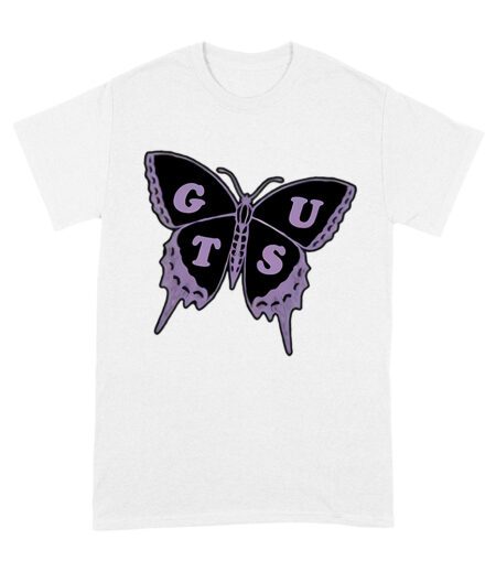 GUTS Butterfly Olivia Rodrigo T-Shirt with Purple Wings and Typography Unisex Adult