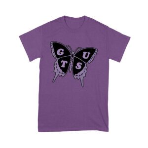 GUTS Butterfly Olivia Rodrigo T-Shirt with Purple Wings and Typography Unisex Youth