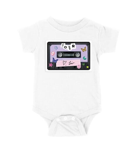 SOUR Cassette Tape Olivia Rodrigo T-Shirt with Butterflies and Notes Unisex Baby Jersey
