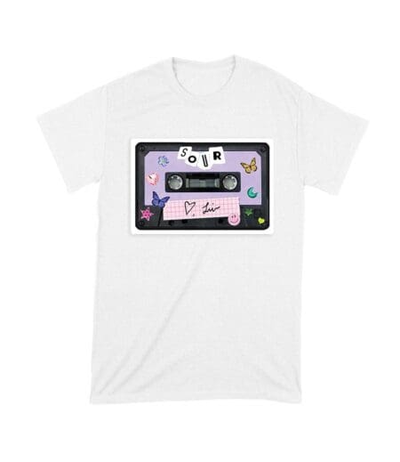 SOUR Cassette Tape Olivia Rodrigo T-Shirt with Butterflies and Notes Unisex Toddler