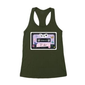 SOUR Cassette Tape Olivia Rodrigo T-Shirt with Butterflies and Notes Women's Racerback Tank Top