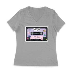 SOUR Cassette Tape Olivia Rodrigo T-Shirt with Butterflies and Notes Women Jersey V-Neck