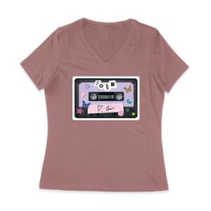 SOUR Cassette Tape Olivia Rodrigo T-Shirt with Butterflies and Notes Women Jersey V-Neck