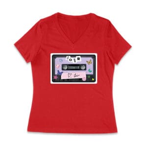 SOUR Cassette Tape Olivia Rodrigo T-Shirt with Butterflies and Notes Women Jersey V-Neck