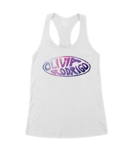 Oval Olivia Rodrigo T-Shirt with Glitter Style Retro Lettering Women's Racerback Tank Top