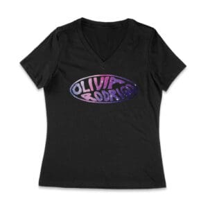 Oval Olivia Rodrigo T-Shirt with Glitter Style Retro Lettering Women Jersey V-Neck – Viva Party