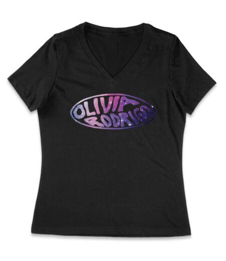 Oval Olivia Rodrigo T-Shirt with Glitter Style Retro Lettering Women Jersey V-Neck – Viva Party